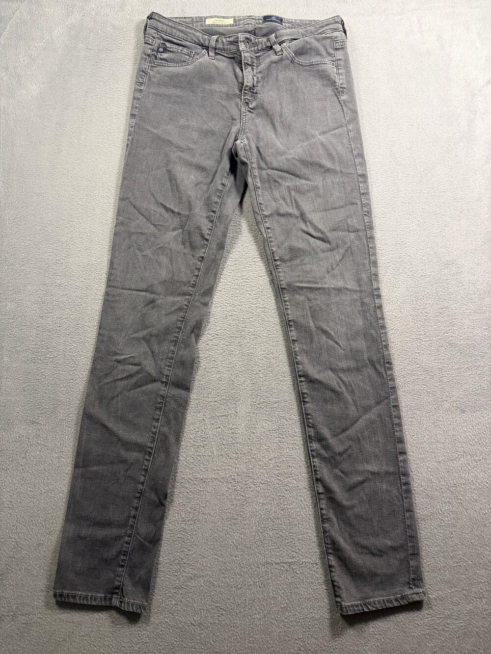 AG Adriano Goldschmied The Prima Grey Slim Straight‎ Leg Denim Jeans Womens 27